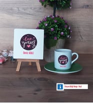Love Yourself Dekoratif Taş, Türk Kahvesi Fincanı Kırmızı İsme Özel Hediye (Model 7)