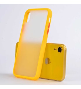 Apple iPhone XR 6.1 Kılıf Zore Fri Mat Yüzey Renkli Kenar Kılıf (Sarı)