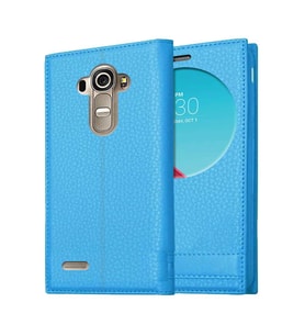LG G4 Uyumlu Pencereli Kapaklı Magnum Kılıf (Mavi)