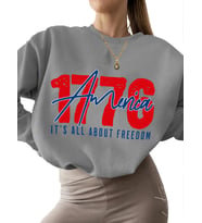 kadın bisiklet yaka 3 iplik şardonlu Sweatshirt Amerika 1776 Baskılı Bej erkek Sweatshirt unisex (Gri)
