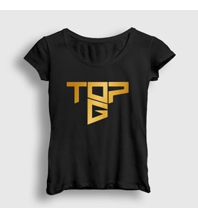 Presmono Kadın Beyaz Logo Topg Andrew Tate T-Shirt 448751tt (Siyah)
