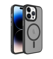 Apple iPhone 14 Pro Kılıf Mat Arka Yüzey Zore Flet Magsafe Kılıf (Siyah)