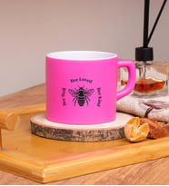 Seraclass Bee Loved Tasarımlı Renkli Nescafe Fincanları 220 ML (Pembe)