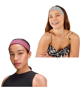 2' Li Spor Saç Bantları - Elastik Kaymaz İnce Saç Ter Kafa Bandı Bandana, Kadın & Erkek Koşu Fitness Yoga Pilates Makyaj Yüz Yıkama Atletik Egzersiz Saç Bandı (Açık Gri - Pembe)