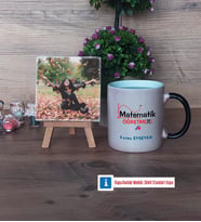 Matematik Öğretmeni Fotoğraflı Dekoratif Taş, Kupa Bardak Beyaz Hediye Öğretmenler Günü Hediyesi (Model 9)