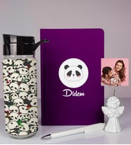 Kişiye Özel Defter Kalem Matara Ve Fotoğraflı Notluk Seti 93559 (Mor)
