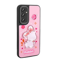 Galaxy A35 Kılıf Parlayan Kabartmalı İkonik Figürlü Amas Silikon Kılıf (Pembe)