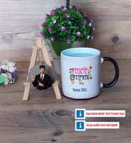 Felsefe Öğretmeni Kupa Bardak Beyaz ve Fotoğraflı Ahşap Anahtarlık Hediye (Model 9)