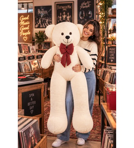 ÖZGÜNER 130 cm Papyonlu Büyük Ayıcık %100 Yerli (Krem)