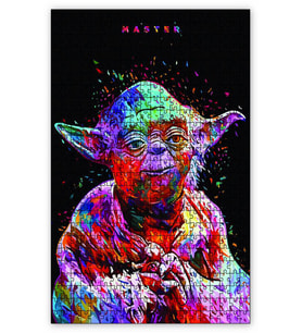 Cakapuzzle Siyah Zeminde Star Wars Yoda Puzzle Yapboz MDF (Ahşap) (500 Parça)