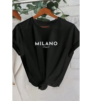 Unisex Milano Baskılı Oversize T-shirt (Siyah)