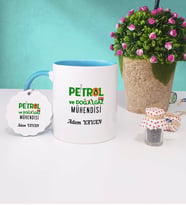 Petrol ve Doğalgaz Mühendisi Kupa Bardak ve Anahtarlık (Mavi)