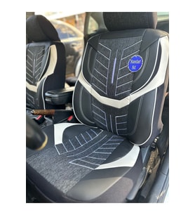 Opel Vectra Oto Koltuk Kılıf Üniversal Keten Ve Suni Deri Cepli Oto Koltuk Kılıf (Beyaz)
