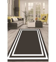 Dijital Kaymaz Taban Yıkanabilir Modern Renkli Salon Halısı Mutfak Halısı Yolluk ND-HT-526 (Beyaz - Antrasit)