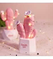 Işıklı Çiçekli Kaktüs Biblo Aksesuar (Açık Pembe)