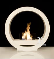 Moon Design Bioethanol Şömine: Dairesel Zarafet ve Sıcaklık (Beyaz)