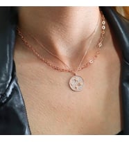 Taşlı Yuvarlak Galaksi Kolye (Rose - Gold)