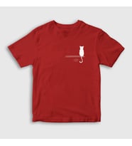 Presmono Unisex Çocuk Beyaz Cat On The Wall Kedi T-Shirt 287928tt (Kırmızı)