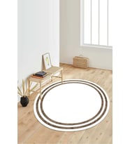 Dijital Baskılı Kaymaz Taban Yıkanabilir Yuvarlak Salon Halısı Koridor Halısı Paspas NDY-SD-299 (Kahverengi)