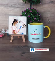 Diş Hekimi Fotoğraflı Dekoratif Taş, Kupa Bardak Beyaz Hediye (Model 7)