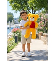50 cm Kalpli Peluş  Sevimli Ayıcık (Sarı)