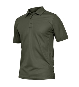 Ghassy Co. Erkek Taktik Polo Yaka Gömlek Hızlı Kuruma Nem Emici Performans Pique Jersey Golf T-shirt (Haki)
