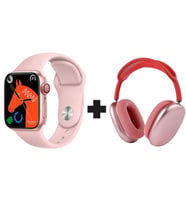 Smart Watch 7 Serisi Akıllı Saat ve P9 AirPods Max İkili Paket (Pembe)