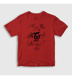 Presmono Unisex Çocuk Beyaz Signs K-Pop Twice T-Shirt 281690tt (Kırmızı)
