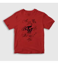Presmono Unisex Çocuk Beyaz Signs K-Pop Twice T-Shirt 281690tt (Kırmızı)