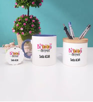 Biyoloji Öğretmeni Kupa Bardak Kırmızı Kalemlik ve Anahtarlık (Model 2)