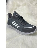 Günlük Erkek Sneaker Fileli Bağcıklı Rahat  Yürüyüş Spor Ayakkabı 1453 (Füme - Beyaz)