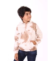 Toontoy Erkek Çocuk Kapüşonlu Bastik Desenli Sweatshirt (Kahverengi)