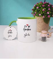 En İyi Öğretmen Kupa Bardak ve Anahtarlık (Yeşil)