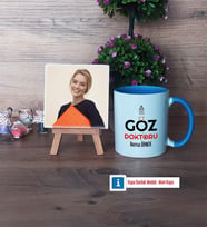 Göz Doktoru Fotoğraflı Dekoratif Taş, Kupa Bardak Beyaz Hediye Tıp Bayramı Hediyesi (Model 4)