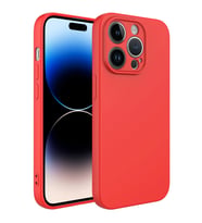 Apple iPhone 15 Pro Max Kılıf Kamera Korumalı iÇi Süet Dokulu Lansman Tipi Silikon (Kırmızı)