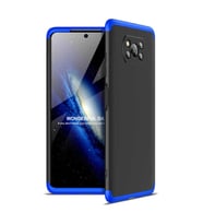 Xiaomi Poco X3 Kılıf 3 Parça Slim Sert Silikon Kapak AYS (Siyah-Mavi)