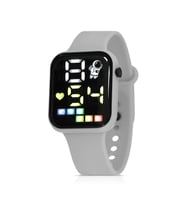 Polo Air Silikon Kordon Dijital Renkli Işıklı Unisex Kol Saati PL-1460B (Gri)