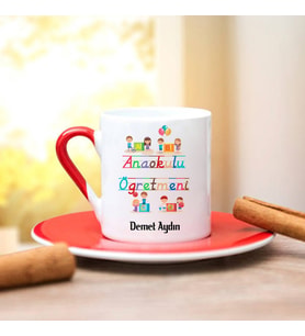 Ana Okulu Öğretmeni Türk Kahvesi Fincanı (Kırmızı)