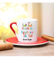 Ana Okulu Öğretmeni Türk Kahvesi Fincanı (Kırmızı)
