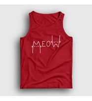 Presmono Unisex Sarı Meow Cat Kedi Atlet 407348tt (Kırmızı)