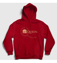 Presmono Unisex Kırmızı Gold Logo Queen Kapüşonlu Sweatshirt 101850tt (Kırmızı)