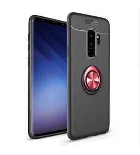 Samsung Galaxy S9 Plus Kılıf Yüzüklü Magnetli Ravel Case (Siyah-Kırmızı)