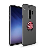 Samsung Galaxy S9 Plus Kılıf Yüzüklü Magnetli Ravel Case (Siyah-Kırmızı)