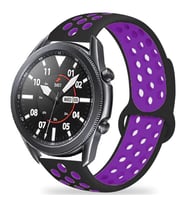 Huawei Watch 3 / 3 Pro Kordon Delikli Spor Kordon (Siyah-Mor)