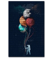 Cakapuzzle Astronot Balonlar Uzay Görseli Puzzle Yapboz MDF (Ahşap) (500 Parça)