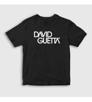 Presmono Unisex Çocuk Beyaz Logo Müzik Dj David Guetta T-Shirt 491278tt (Siyah)