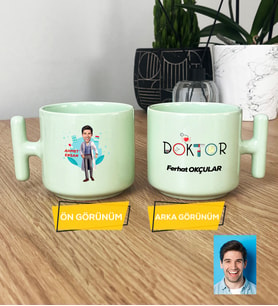 Doktor Hediye Pastel T Kupa Erkek Doktora Tıp Bayramı Hediyesi (Yeşil)