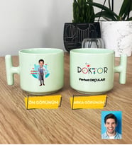 Doktor Hediye Pastel T Kupa Erkek Doktora Tıp Bayramı Hediyesi (Yeşil)