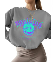 kalın unisex kadın Sweatshirt erkek Ayaklanmanın yüzü Baskılı bisiklet yaka Sweatshirt 3 iplik (Gri)
