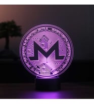 Monerocoin Figürlü Dekoratif Hediye Led Masa Lambası 7 Işık Rengi Ahşap Taban (Çok Renkli)
